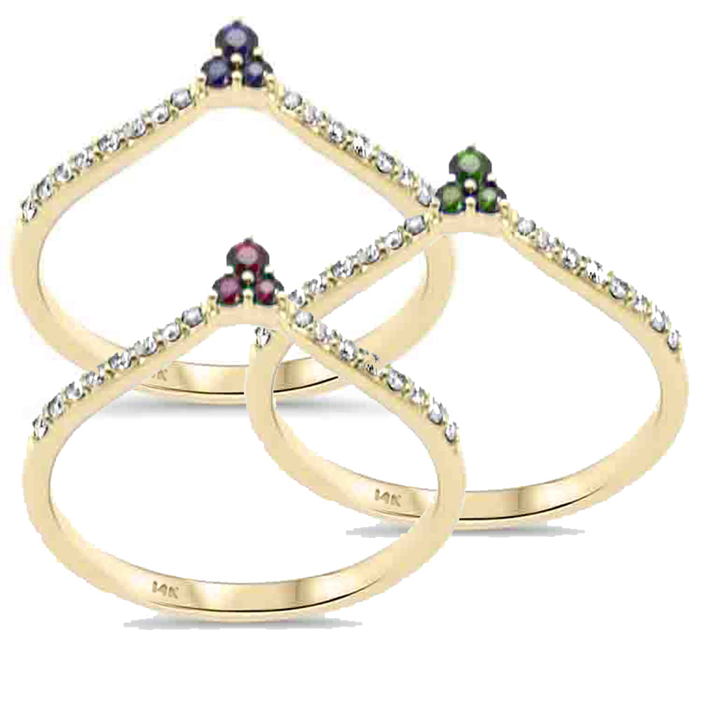 SPECIAL! .56ct G SI 14K Yellow Gold 3pcs Diamond & Gemstones Band Ring Size 6.5