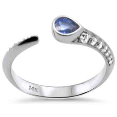 SPECIAL! .46ct G SI 14K White Gold Diamond & Blue Sapphire Gemstones Wrap Around Band Ring Size 6.5