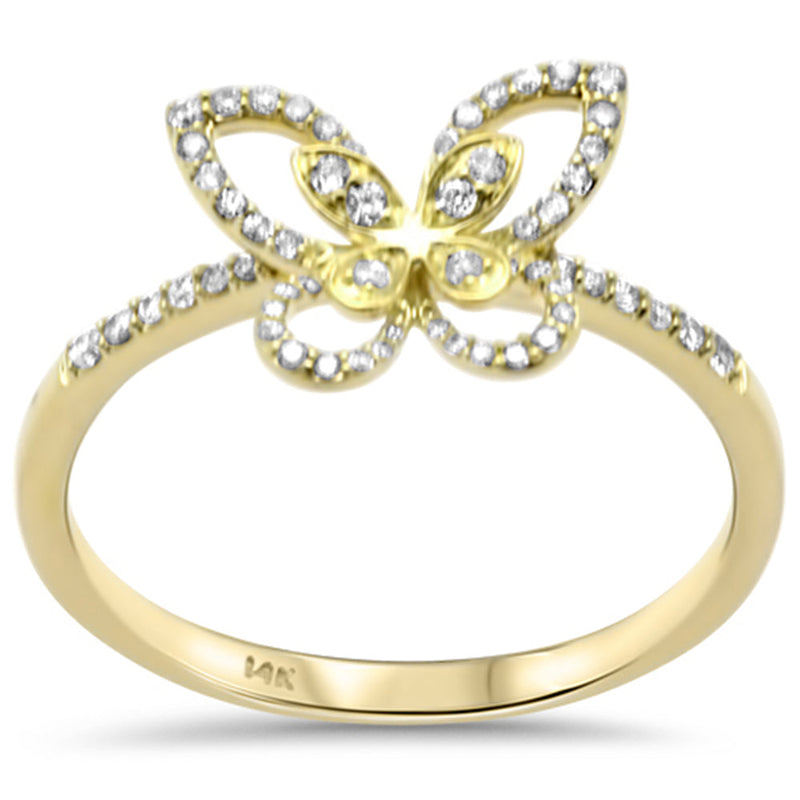 SPECIAL! .19ct G SI 14K Yellow Gold Diamond Butterfly Ring Band Size 6.5