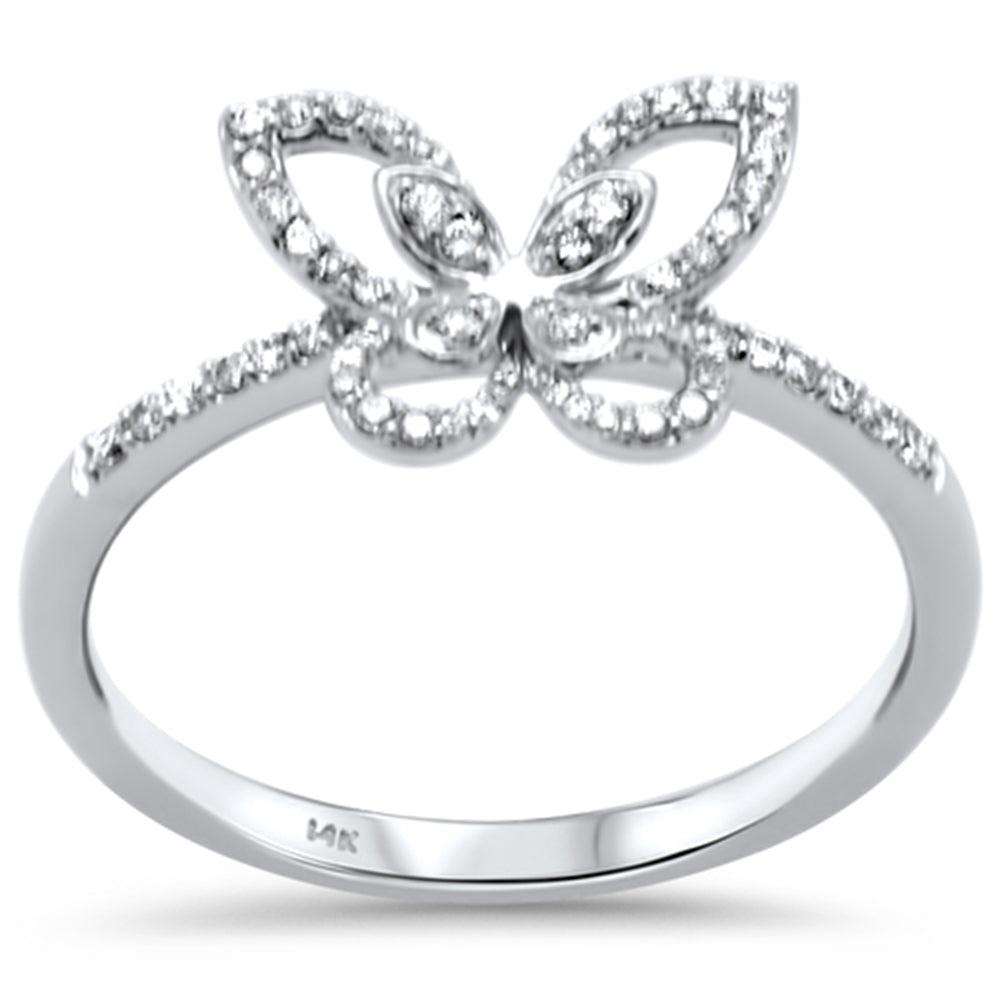 SPECIAL!.20ct G SI 14K White Gold Diamond Butterfly Ring Band Size 6.5