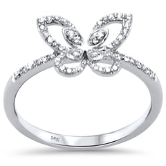 SPECIAL!.20ct G SI 14K White Gold Diamond Butterfly Ring Band Size 6.5