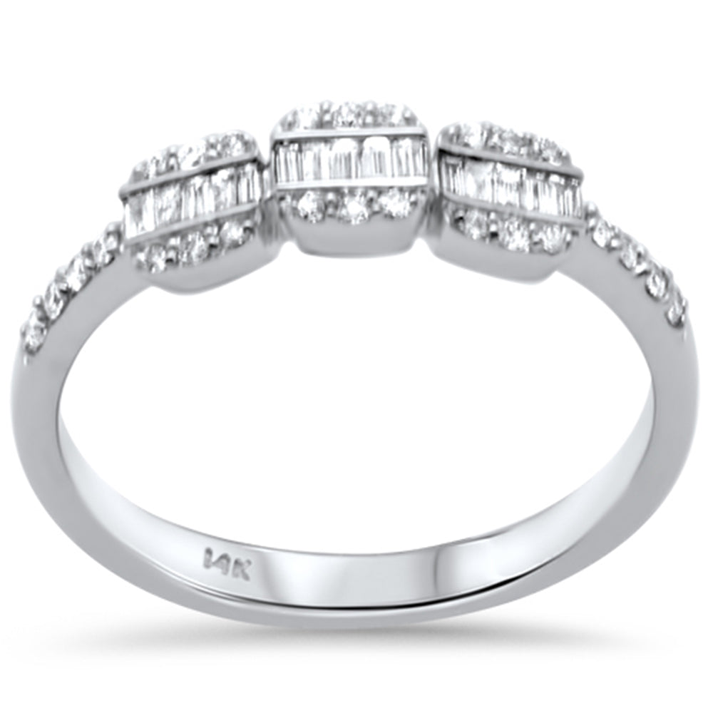 SPECIAL! .28ct G SI 14K White Gold Diamond Round & Baguettte Band Ring Size 6.5