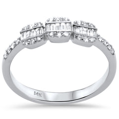 SPECIAL! .28ct G SI 14K White Gold Diamond Round & Baguettte Band Ring Size 6.5