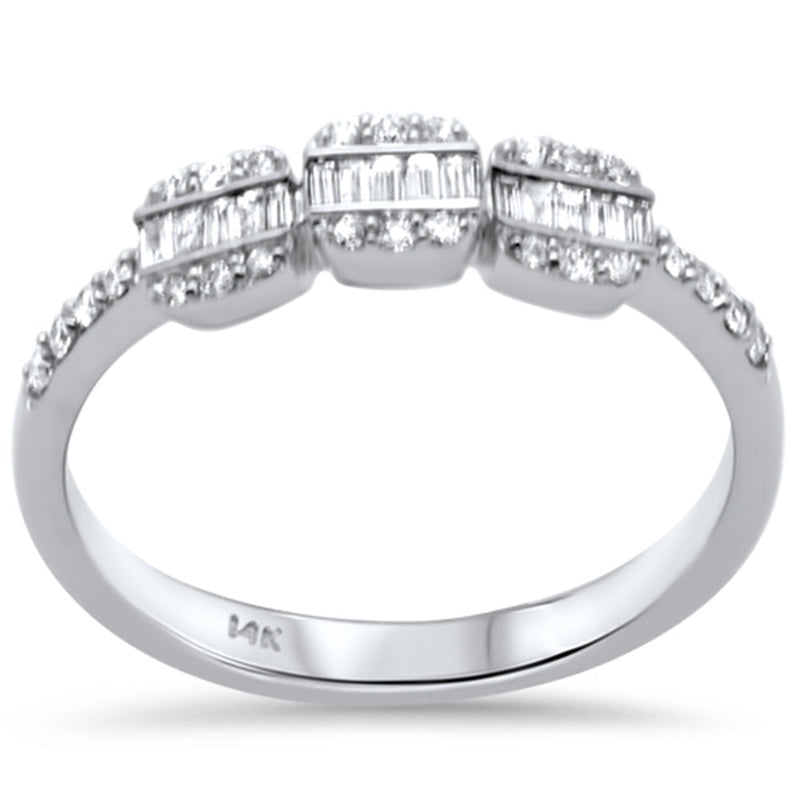 SPECIAL! .28ct G SI 14K White Gold Diamond Round & Baguettte Band Ring Size 6.5