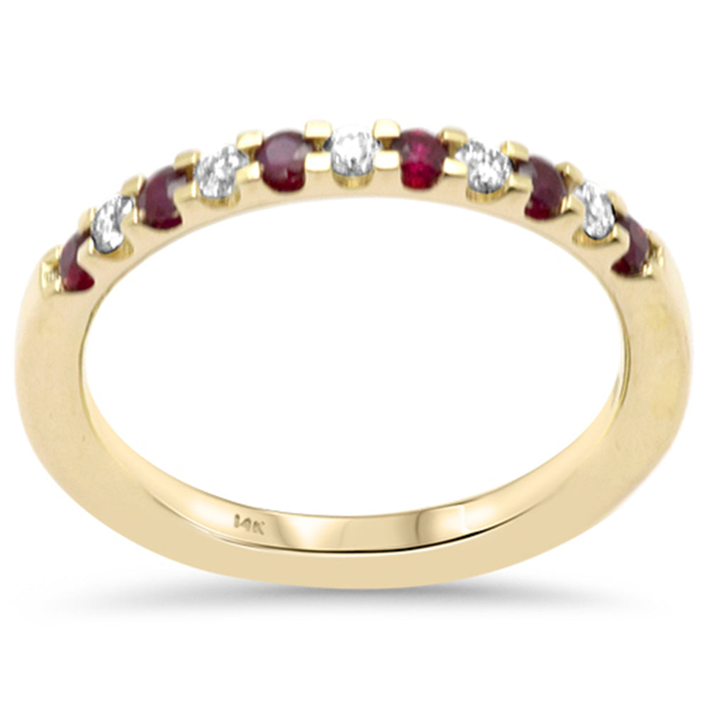 SPECIAL! .36ct G SI 14K Yellow Gold Diamond & Ruby Gemstones Band Ring Size 6.5