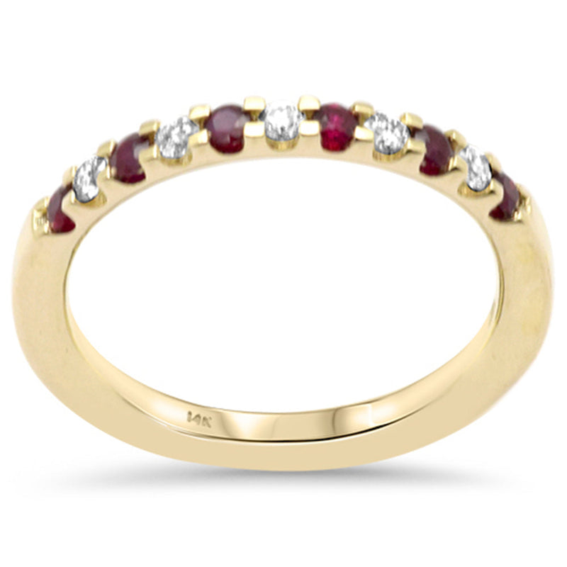 SPECIAL! .36ct G SI 14K Yellow Gold Diamond & Ruby Gemstones Band Ring Size 6.5