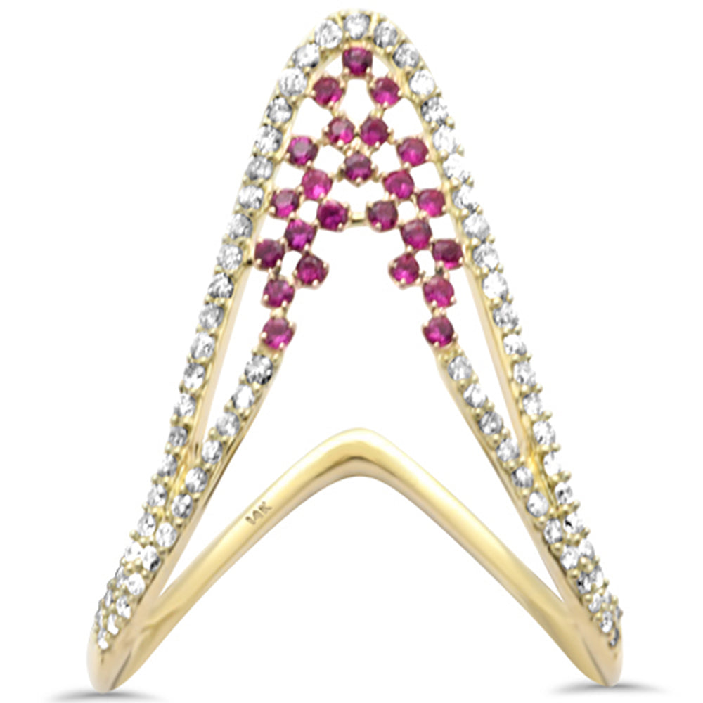 SPECIAL! .47ct G SI 14K Yellow Gold Diamond & Ruby Gemstones Band Ring Size 6.5