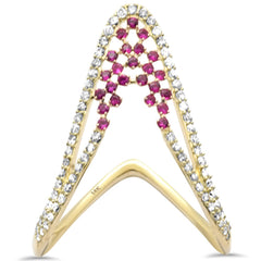 SPECIAL! .47ct G SI 14K Yellow Gold Diamond & Ruby Gemstones Band Ring Size 6.5