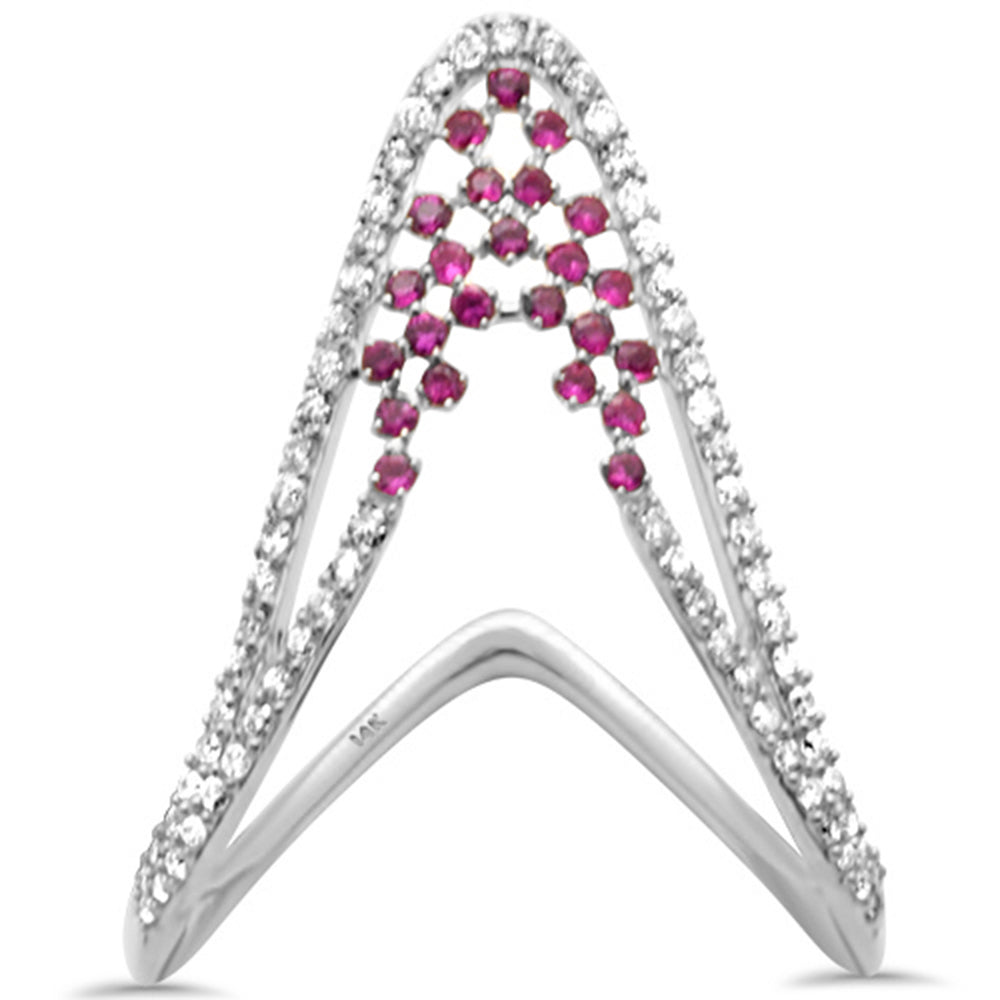 SPECIAL! .51ct G SI 14K White Gold Diamond & Ruby Gemstones Band Ring Size 6.5