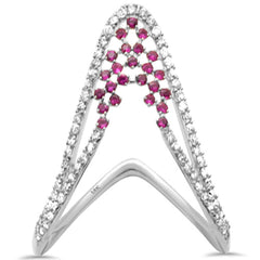 SPECIAL! .51ct G SI 14K White Gold Diamond & Ruby Gemstones Band Ring Size 6.5