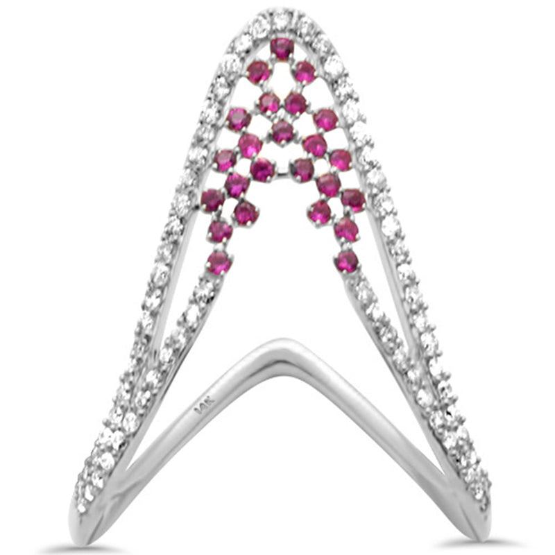 SPECIAL! .51ct G SI 14K White Gold Diamond & Ruby Gemstones Band Ring Size 6.5