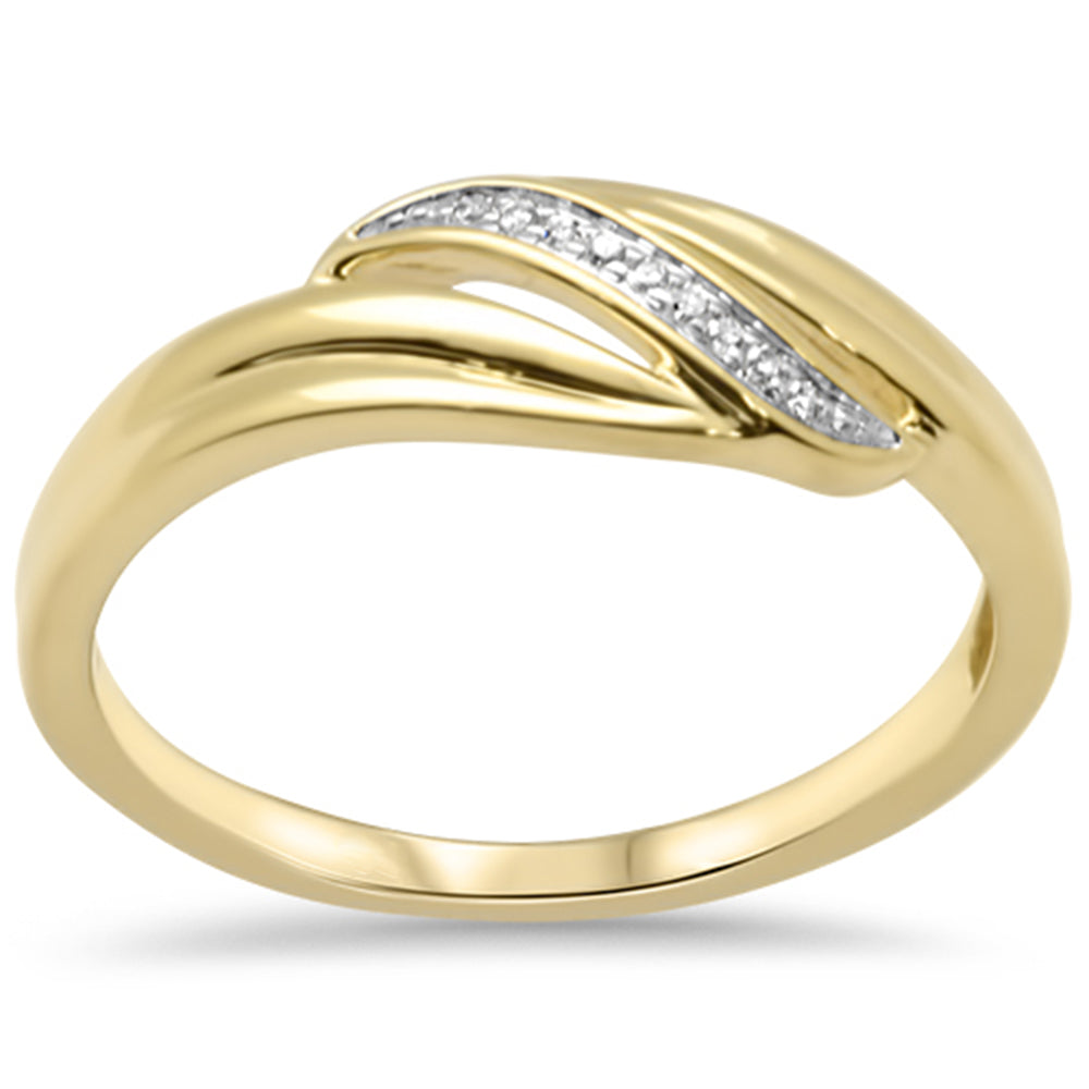 .03ct G SI 10K Yellow Gold Diamond Wave Band Ring Size 6.5