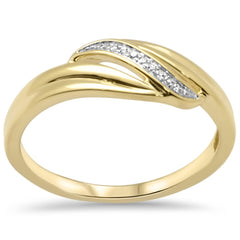 .03ct G SI 10K Yellow Gold Diamond Wave Band Ring Size 6.5