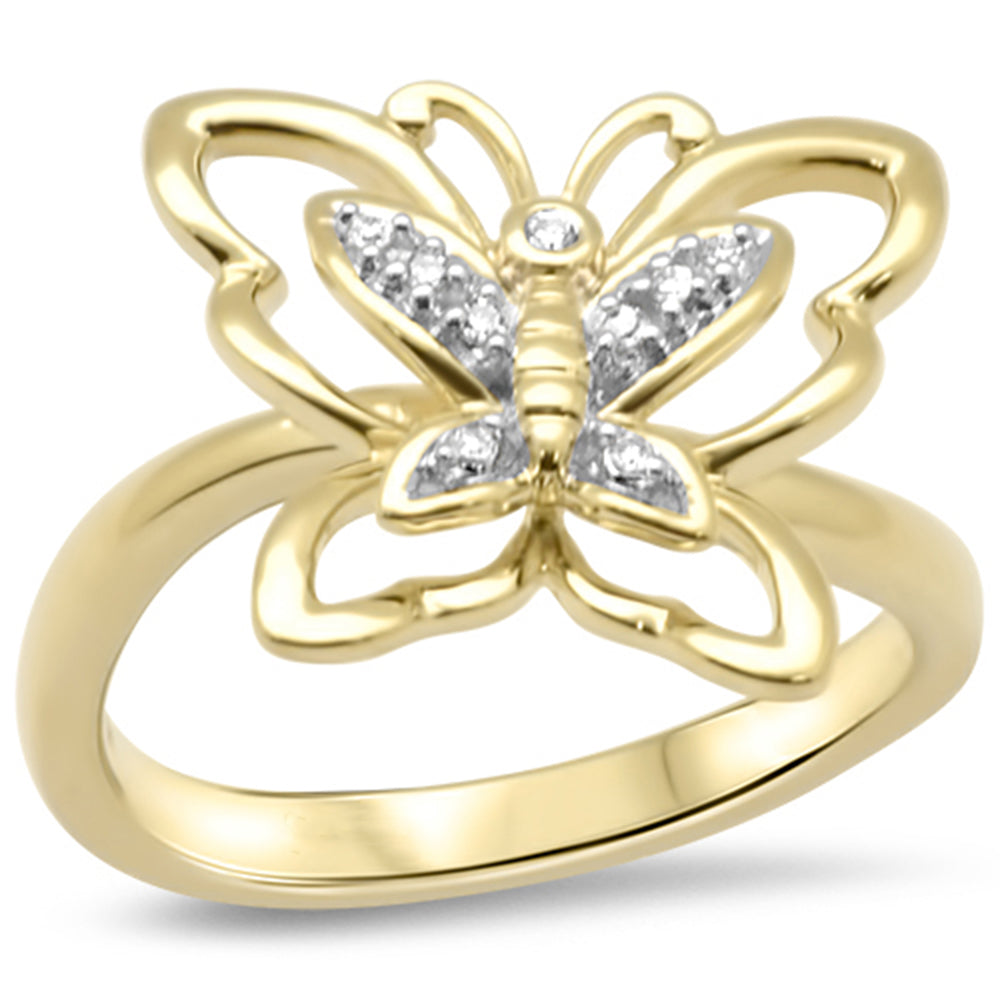 SPECIAL!.04ct G SI 10K Yellow Gold Diamond Butterfly Ring Size 6.5