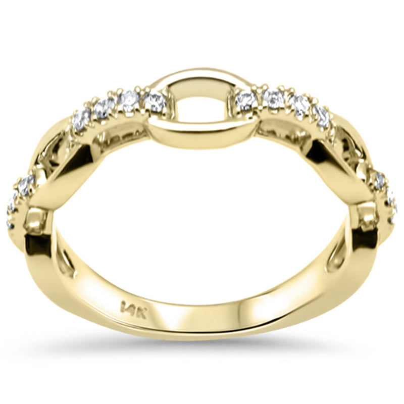 SPECIAL!.20ct G SI 14K Yellow Gold Diamond Link Band Ring Size 6.5