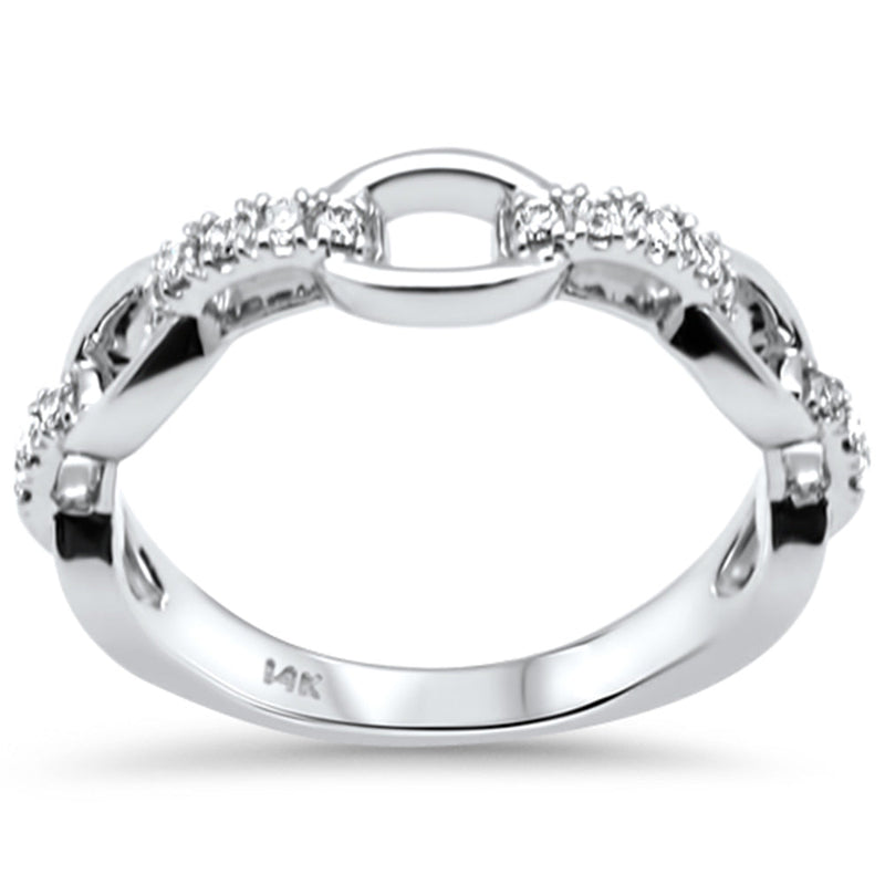 SPECIAL!.20ct G SI 14K White Gold Diamond Link Band Ring Size 6.5