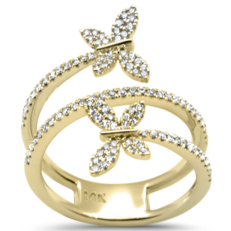 SPECIAL!.40ct G SI 14K Yellow Gold Diamond Butterfly Wrap Around Ring Size 6.5