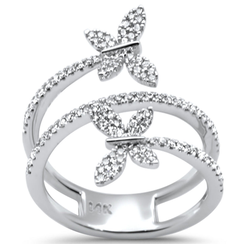 SPECIAL!.40ct G SI 14K White Gold Diamond Butterfly Wrap Around Ring Size 6.5