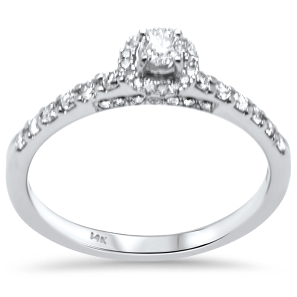 SPECIAL!.42ct G SI 14K White Gold Diamond Round Halo Engagement Ring Size 6.5