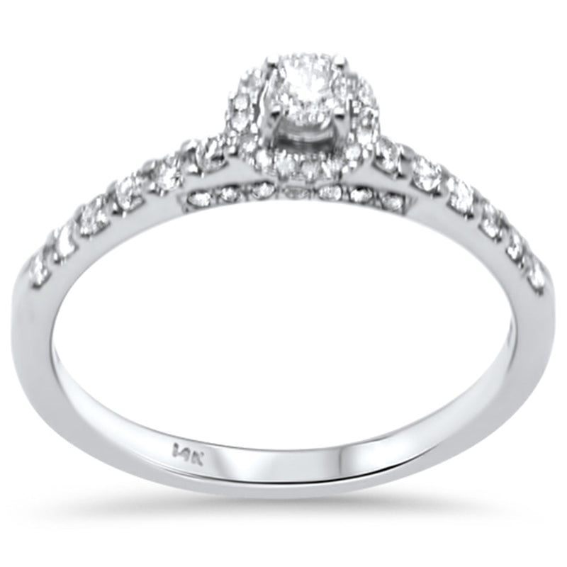 SPECIAL!.42ct G SI 14K White Gold Diamond Round Halo Engagement Ring Size 6.5