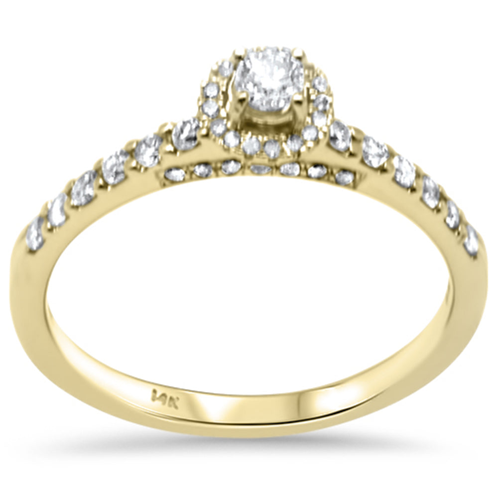 SPECIAL!.41ct G SI 14K Yellow Gold Diamond Round Halo Engagement Ring Size 6.5