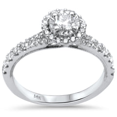 SPECIAL!.65ct G SI 14K White Gold Round Diamond Hidden Halo Engagement Ring Size 6.5