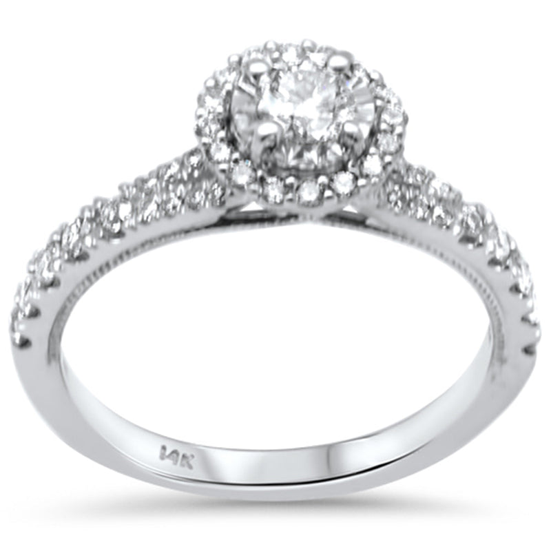 SPECIAL!.65ct G SI 14K White Gold Round Diamond Hidden Halo Engagement Ring Size 6.5