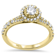 SPECIAL!.65ct G SI 14K Yellow Gold Round Diamond Hidden Halo Engagement Ring Size 6.5