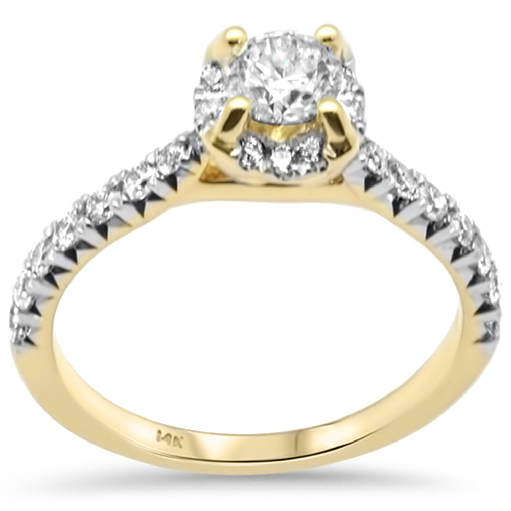 SPECIAL! .98ct G SI 14K Yellow Gold Round Diamond Hidden Halo Engagement Ring Size 6.5
