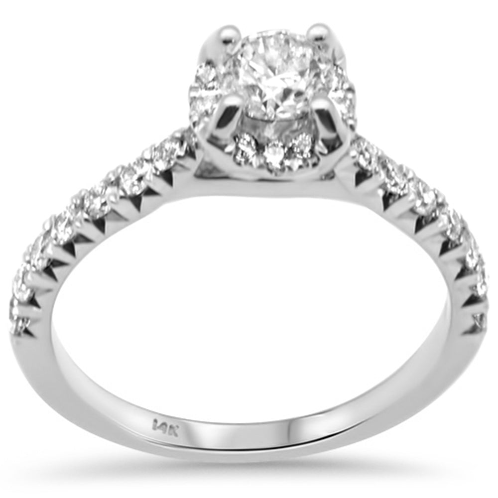SPECIAL! .96ct G SI 14K White Gold Round Diamond Hidden Halo Engagement Ring Size 6.5
