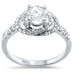 SPECIAL! 1.13ct G SI 14K White Gold Diamond Double Halo Engagement Ring  Size 6.5