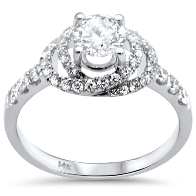 SPECIAL! 1.13ct G SI 14K White Gold Diamond Double Halo Engagement Ring  Size 6.5