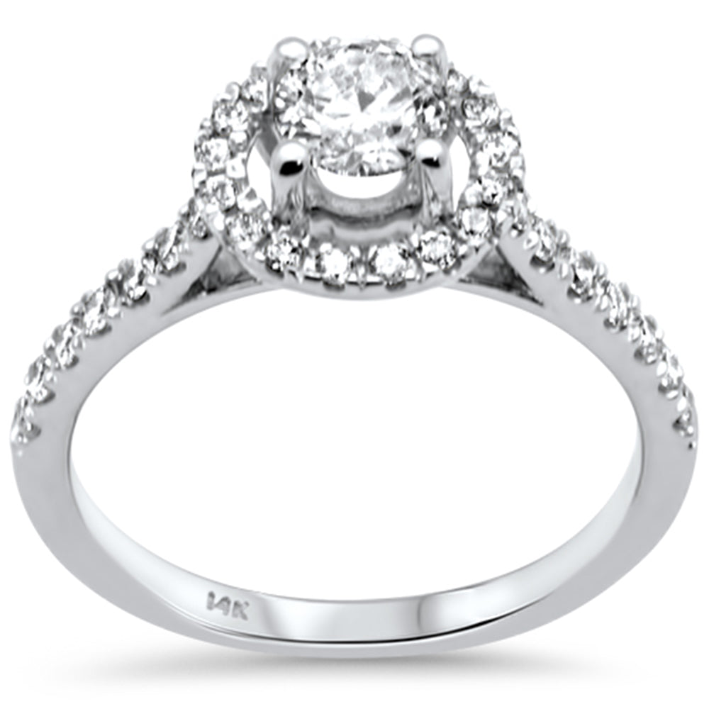 SPECIAL! .98ct G SI 14K White Gold Diamond Halo Engagement Ring  Size 6.5