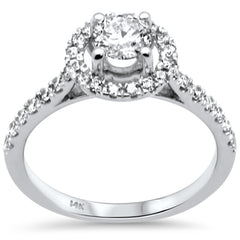 SPECIAL! .98ct G SI 14K White Gold Diamond Halo Engagement Ring  Size 6.5