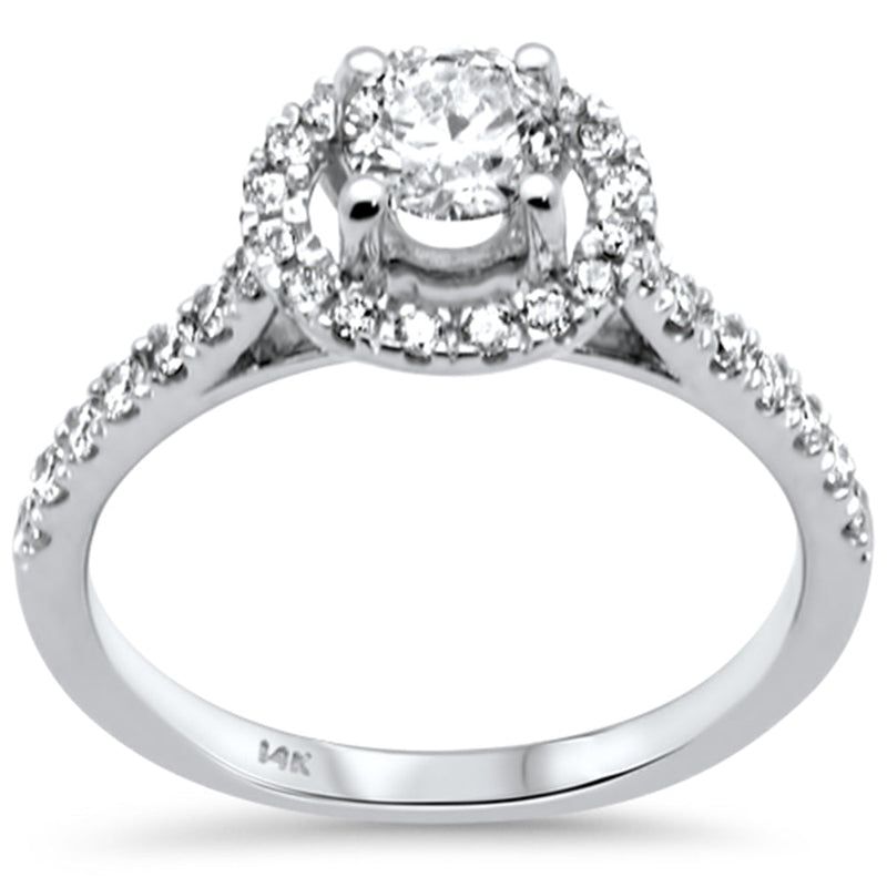 SPECIAL! .98ct G SI 14K White Gold Diamond Halo Engagement Ring  Size 6.5