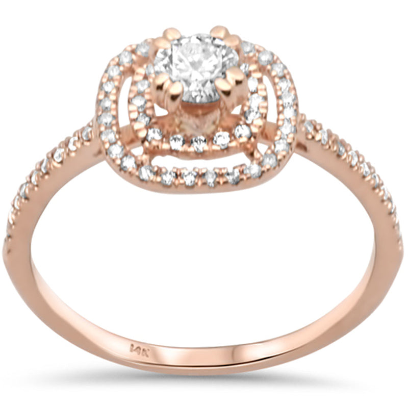 SPECIAL! .51ct G SI 14K Rose Gold Diamond Double Halo Engagement Ring  Size 6.5