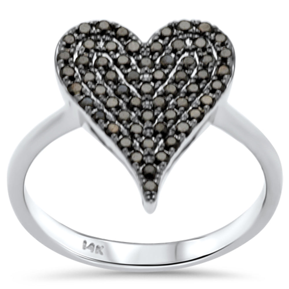 SPECIAL! .41ct  G SI 14K White Gold Black Diamond Heart Ring Size 6.5