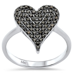 SPECIAL! .41ct  G SI 14K White Gold Black Diamond Heart Ring Size 6.5