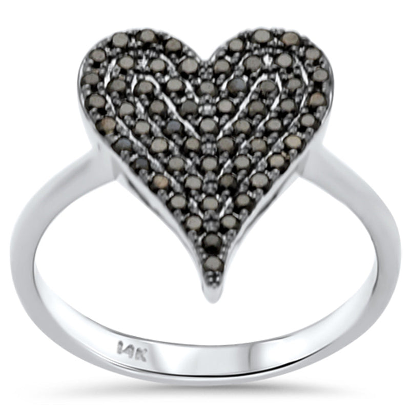 SPECIAL! .41ct  G SI 14K White Gold Black Diamond Heart Ring Size 6.5