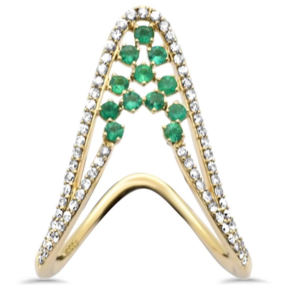 SPECIAL! .59ct G SI 14K Yellow Gold Diamond & Green Emerald Gemstones Ring Size 6.5