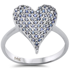 SPECIAL! .54ct G SI 14K White Gold Blue Sapphire Gemstones Heart Ring  Size 6.5