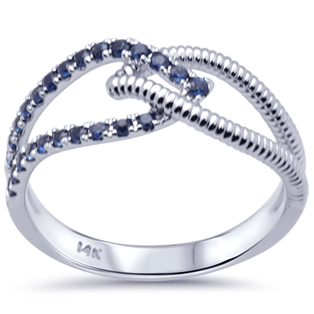 SPECIAL! .32ct G SI 14K White Gold Blue Sapphire Gemstones Ring Band Size 6.5