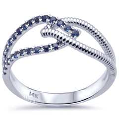 SPECIAL! .32ct G SI 14K White Gold Blue Sapphire Gemstones Ring Band Size 6.5