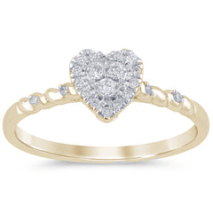.13ct G SI 14K Yellow Gold Diamond Heart Shape Ring Band Size 6.5