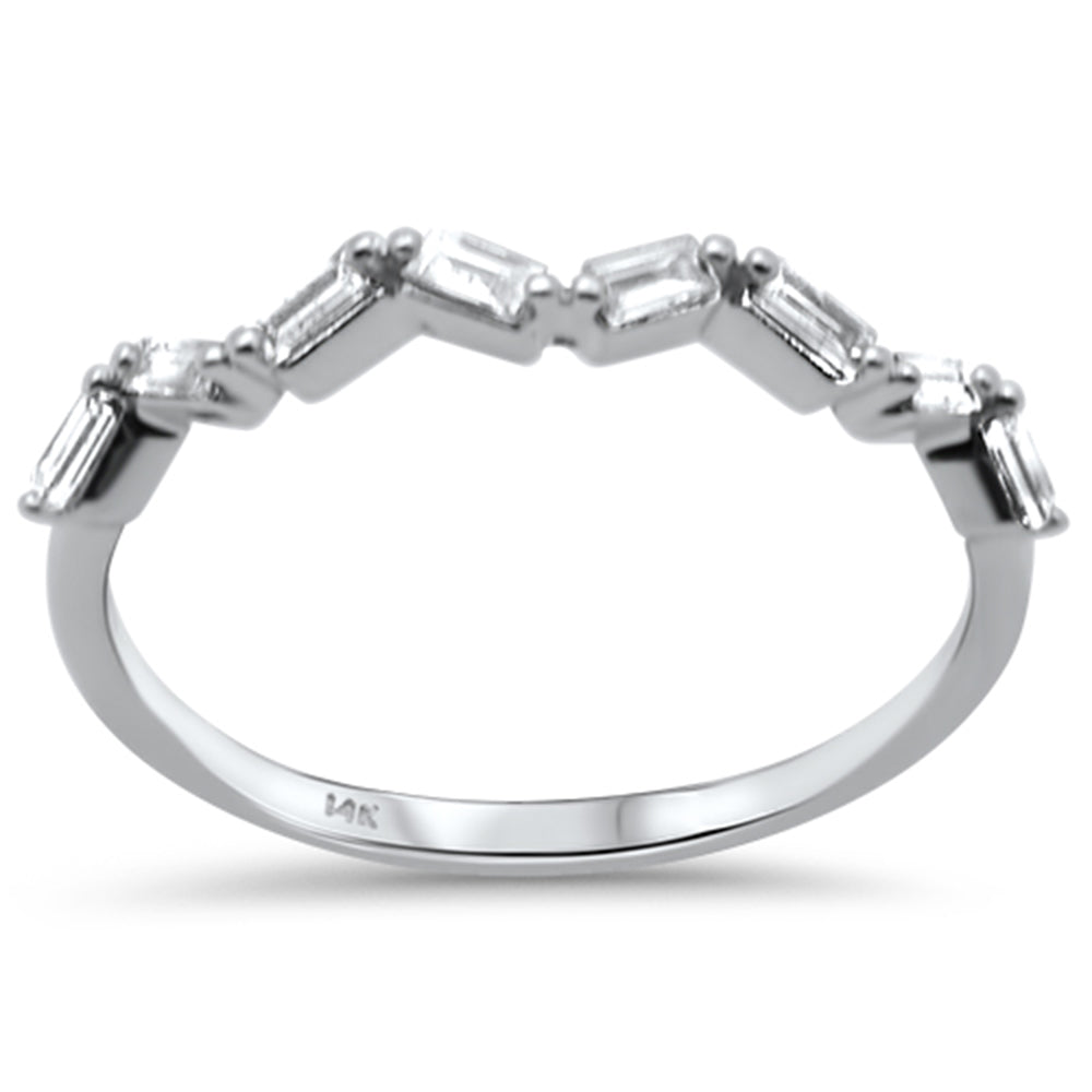 .18ct G SI 14K White Gold Diamond Baguette Ring Band Size 6.5
