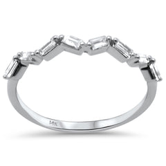 .18ct G SI 14K White Gold Diamond Baguette Ring Band Size 6.5