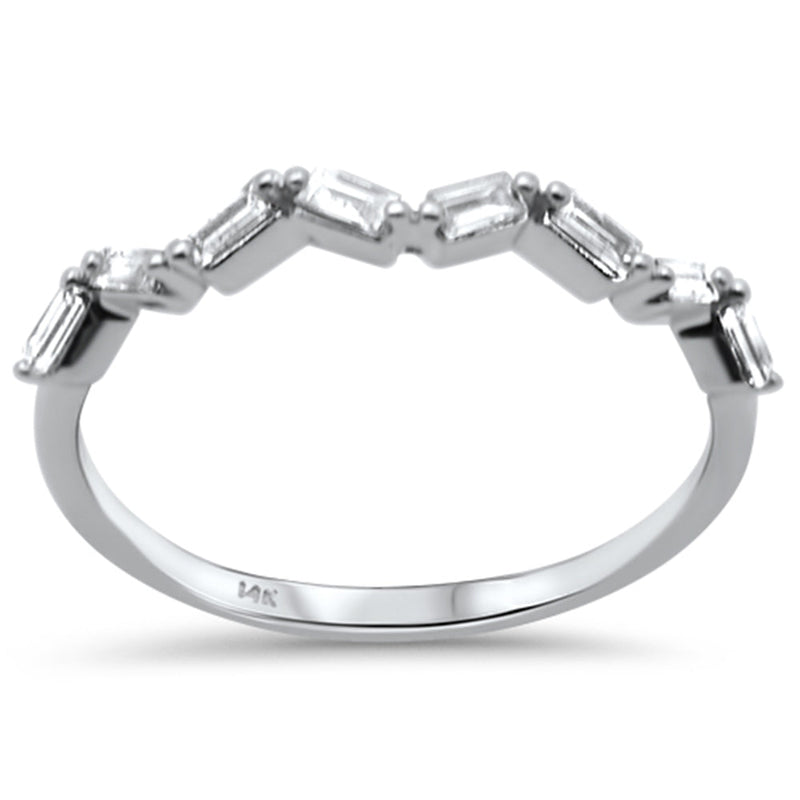 .18ct G SI 14K White Gold Diamond Baguette Ring Band Size 6.5