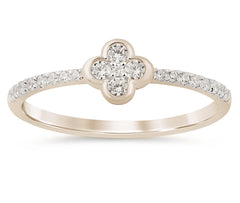SPECIAL! .21ct G SI 14K Yellow Gold Diamond Thin Flower Ring Band Size 6.5