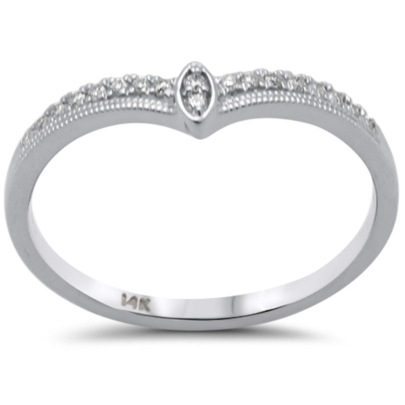 .08ct G SI 14K White Gold Diamond Stackable Ring Band Size 6.5