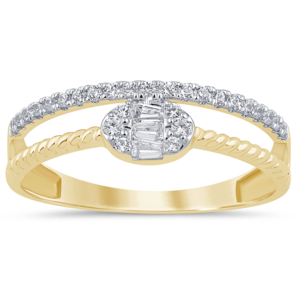 SPECIAL!.21ct G SI 14K Yellow Gold Round & Baguette Diamond Ring Band Size 6.5